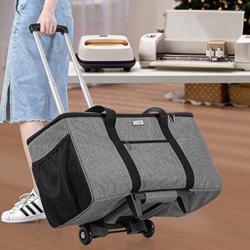 LUXJA Rolling Tote Compatible with Cricut Maker (Explore Air) and Easy Press (9 inches x 9 inches), Die-Cut Machine Carrying Case with Wheels (Come LUXJA