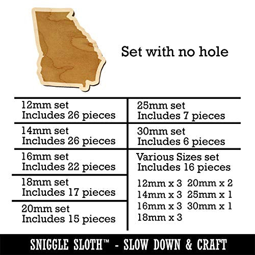 Georgia State Silhouette Mini Wood Shape Charms Jewelry DIY Craft - 20mm (15pcs) - No Hole Sniggle Sloth
