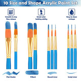 Paint Brushes, 12 Pack 120 Pcs Nylon Hair Brushes Set Acrylic Painting Brushes Multipurpose Paint Brush for Canvas Watercolor Face Painting Fabric PAXCOO