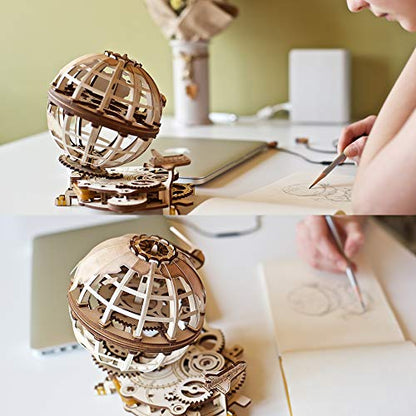 UGEARS Globe - Wooden Educational Puzzle Idea Self Assembling Mechanical 3D Model DIY Brain Teaser - WoodArtSupply