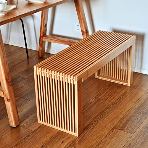 APRTAT Bamboo Dining Bench,Indoor Storage Bench Wood | Kitchen & Living Room Furniture-35.43L x 12.99W x 16.93H in