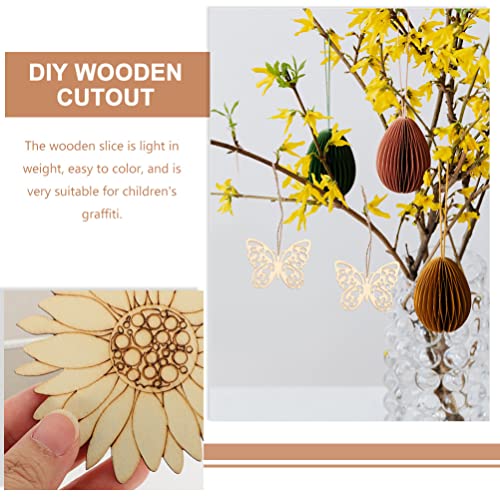 EXCEART 50 Pieces Unfinished Dragonfly Cutouts Blank, Painting Blank Wood Butterfly, Sunflower, Flower, Dragonfly, Mushroom Shaped Slices Cutouts EXCEART