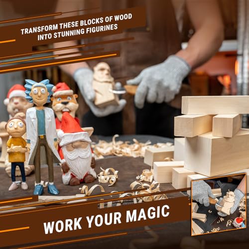 BeaverCraft BW19 Basswood Carving Blocks Whittling Wood Carving Kit 19PCS Wooden Blocks for Crafts Bass Wood for Carving - Unfinished Wood Blocks Set BeaverCraft