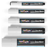 CHALKY CROWN 5pc White Chalk Markers - Non-Toxic Liquid Chalkboard Markers, White Liquid Chalk Marker for Windows, Glass - 1, 3, 6, 10, 15mm Tips CHALKY CROWN