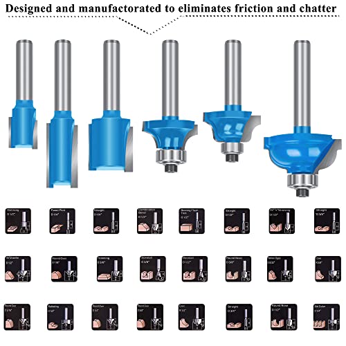 LEATBUY Router Bit Set 1/4 inch -37 PCS Tongue Groove Wood Milling Cutter Drilling Carbide Router Bits Tool for Door Table Cabinet Shelve Wall DIY LEATBUY-TECH