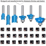 LEATBUY Router Bit Set 1/4 inch -37 PCS Tongue Groove Wood Milling Cutter Drilling Carbide Router Bits Tool for Door Table Cabinet Shelve Wall DIY LEATBUY-TECH