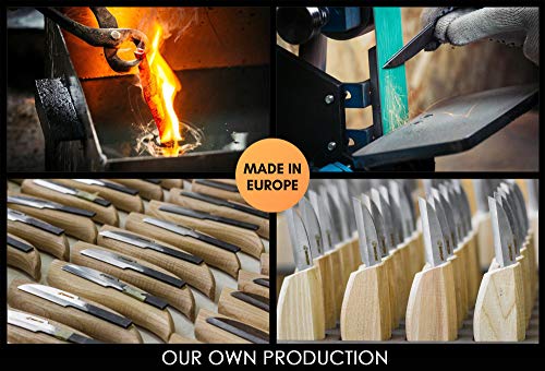 BeaverCraft Wood Carving Kit Deluxe Whittling Knives Set & Leather Strop for Carving Knife S15X Wood Carving Knives Set, Tools & Knife Strop with BeaverCraft