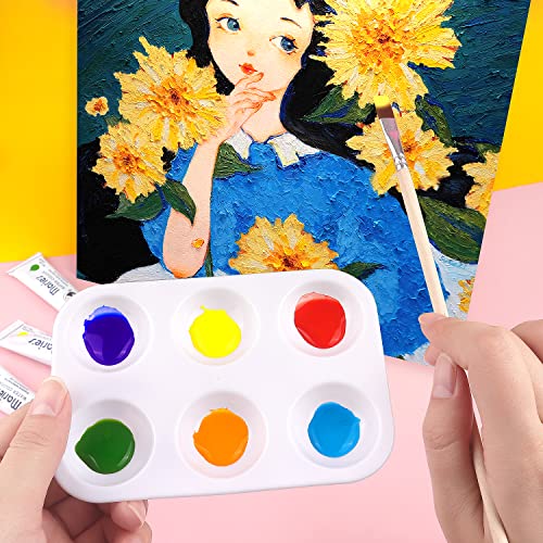 8 PCS White Plastic Paint Tray Palettes, Watercolor Palette Painting Tray for Painting Party, DIY Craft and Art Painting