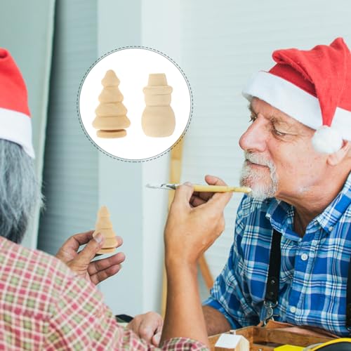 VILLCASE Unfinished Wood Christmas Tree Snowman Blank Wooden Peg Dolls Xmas Tree DIY Wooden Snowman Peg for Christmas Painting Coloring Arts Projects VILLCASE