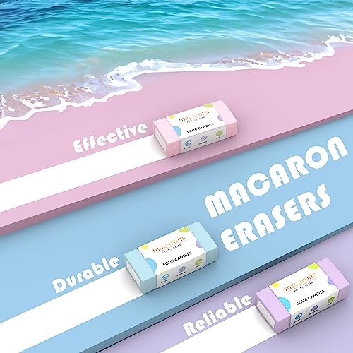 Four Candies Pastel Mechanical Pencil Set - 6PCS 0.5 mm & 0.7 mm & 0.9 mm Cute Mechanical Pencils with 360PCS HB Lead Refills, 3PCS Erasers and 9PCS Four Candies