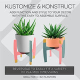 Plaid Plant Stand, Konnectz Unfinished Reversible, Easy to Assemble Wood Surface Perfect for DIY Arts and Crafts Projects, 61802 Plaid