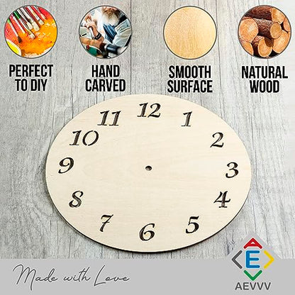 2pcs Unfinished Wall Clock Face for Crafts 8.7", DIY Wood Clock Face Blank, Round Clocks with Laser Cut Numerals, Make Your Own Clock DIY Home Decor - WoodArtSupply