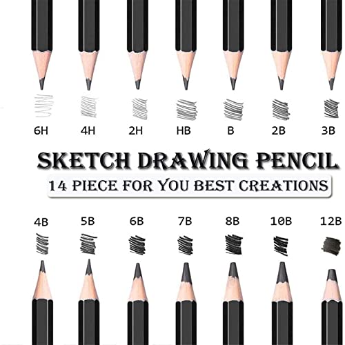 HOTCOLOR Drawing Pencils, 24pcs Art Pencil Set with Graphite Pencils Sketching Pencil Set Include 12B 10B 8B 7B 6B 5B 4B 3B 2B B HB 2H 4H 6H, HOTCOLOR