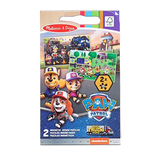 Melissa & Doug PAW Patrol Take-Along Magnetic Jigsaw Puzzles - Big Pup Trucks | Puzzles for Kids | Travel Activity Pad | 3 and Above | Gift for Boys - WoodArtSupply