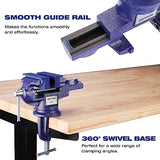 WORKPRO Bench Vise, 2.5 Inch Jaw Width Universal Table Vise, 360°Swivel Base Home Vice Bench Clamp with Magnetic Jaw Pads, Portable Clamp-on Vise WORKPRO