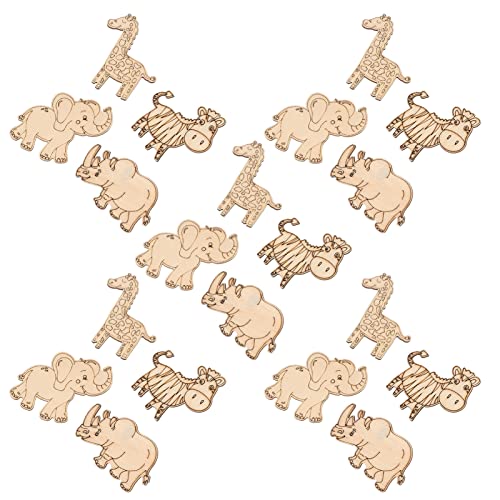 Sewroro 40pcs Graffiti Animal Wood Piece Craft Ornaments Unfinished Wood Ornaments Forest Animal Wood Cutouts Balsa Wood Craft Wood DIY Crafts Wood Sewroro