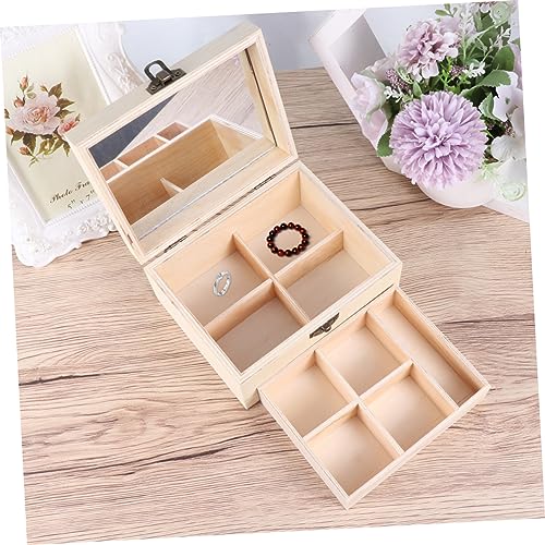 NOLITOY 1pc Box Unfinished Wooden Chest Unfinished Wood Treasure Chest Unfinished Wooden Jewelry Storage Unfinished Drawer Case Wood Crafts Wooden NOLITOY