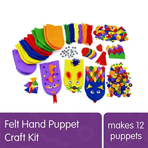 Colorations Felt Imaginary Hand Puppet Craft Kit for Kids, Makes 12 Puppets, Googly Eyes, Dragons, Dramatic Play, Imagination, Creatures, Role Play, - WoodArtSupply