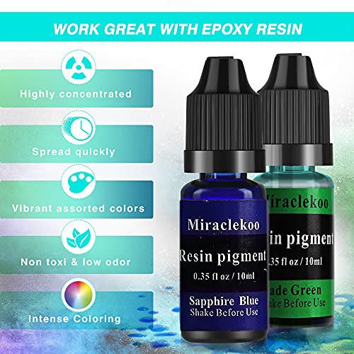 12 Colors Epoxy Resin Color Dye Colorant Liquid Epoxy Resin Pigment,10ml Each,Translucent Miraclekoo