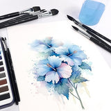 Falling in Art 10Pcs Soft Synthetic Squirrel Hair Paint Brushes - Professional Watercolor Brush Set with Short Handles - Round, Flat, Dagger, Oval Falling in Art