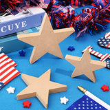 Whaline 3 Sizes 4th of July Wooden Stars Cutouts Patriotic Wooden Stars Unfinished Blank Slice Ornament for Independence Day Christmas Farmhouse Home Whaline