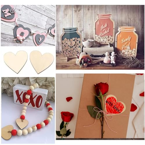 100pcs Heart Wooden for Craft with 30PCS Wood Blank Bookmarks, Unfinished Wood Hanging Tags Heart Rectangle Shape for Home and Holiday Christmas