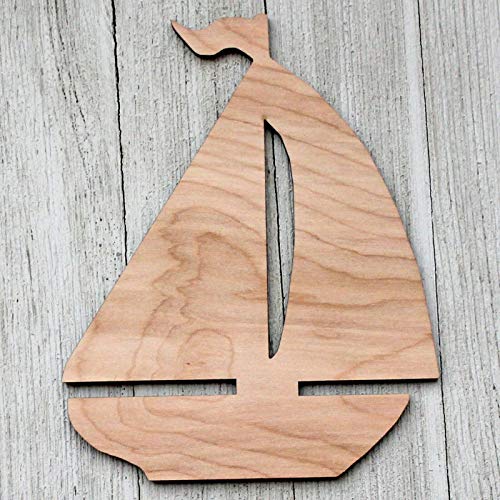 8" Sail Boat Ship Unfinished Wood Cutout Cut Out Shapes Painting Crafts