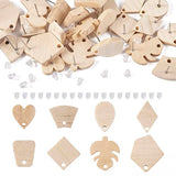 Craftdady 16 Pairs Unfinished Wood Stud Earring Posts Findings Heart Teardrop Leaf Wooden Earring Blanks Earring Making Supplies with Earring Backs Craftdady