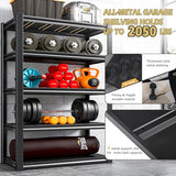 REIBII Garage Shelving Heavy Duty Garage Storage Shelves, Extra Large Adjustable Storage Rack with 5-Tier Metal Shelving Unit, 2050LBS Loads Heavy REIBII