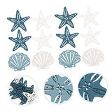 HONMEET 48Pcs Wooden Decorations Nursery Room Decoration Summer Party Favor Mini Beach Hanging Ornament Unfinished Wood Nautical Mediterranean Decor HONMEET