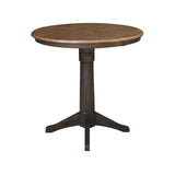 IC International Concepts Round Top Pedestal Dining Table, Counter Height, Hickory/Washed Coal IC International Concepts