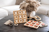 Tic Tac Toe Game & Decor Set, Kids Board Games, Versatile Boho/Natural Style Tic Tac Toe Board for Classic Two Person Games, 8.63 Inches Tic Tac Toe Woobli
