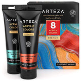 Arteza Metallic Acrylic Paint, Set of 8 Classic Elements Colors 4.06oz Tubes, Rich Pigments, Non Fading, Non Toxic Paints for Artists & Hobby ARTEZA