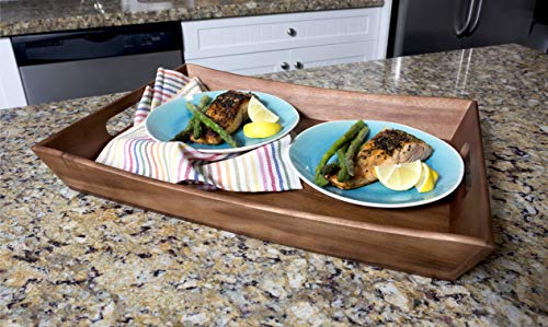 Lipper International Acacia Curved Serving Tray, 19.88" x 14" x 2.5" - WoodArtSupply