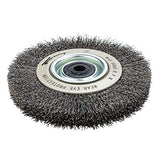 Forney 72895 Wire Bench Wheel Brush, Industrial Pro Crimped with 1/2-Inch Through 2-Inch Multi Arbor, 6-Inch-by-.012-Inch Forney