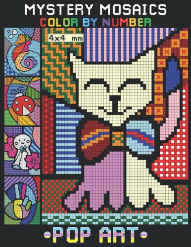 Mystery Mosaics Color By Number Pop Art: Dazzling Pixel Coloring Book with Mystery Squares (4x4 mm), Color Quest for Stress Relief & Relaxation WoodArtSupply