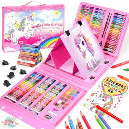 SYOKZEY Art Supplies Unicorn Gifts for Girls, Colouring Pencils Art Set Drawing Kit for Kids 3-12 Year Old Girls Boys, Toys Gifts for 3-12 Year Old - WoodArtSupply