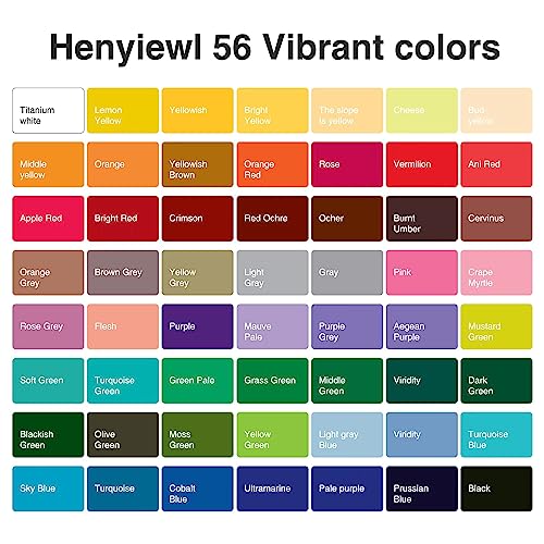 Gouache Paint Set, 56 Colors x 30ml Unique Jelly Cup Design in a Carrying Case, Gouache Opaque Watercolor Painting Perfect Art Supplies for Artists, Henyiewl