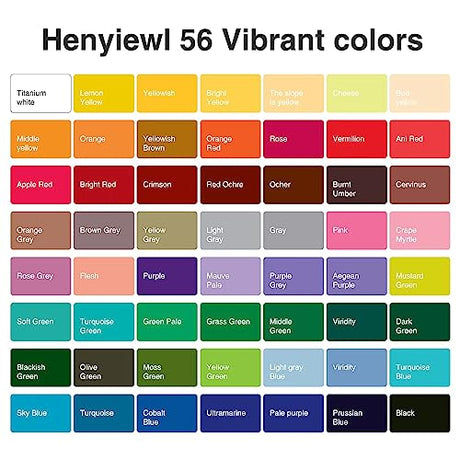 Gouache Paint Set, 56 Colors x 30ml Unique Jelly Cup Design in a Carrying Case, Gouache Opaque Watercolor Painting Perfect Art Supplies for Artists, Henyiewl