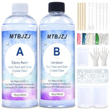 Epoxy Resin, 32OZ Crystal Clear Epoxy Resin Kit for Beginners - Not Yellowing and No Bubble Self Leveling for River Table Tops, Jewelry Making, DIY, MTBJZJ