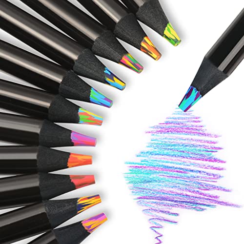 nsxsu 12 Colors Rainbow Pencils, Jumbo Colored Pencils for Adults, Multicolored Pencils for Art Drawing, Coloring, Sketching, Pre-sharpened(Pack of