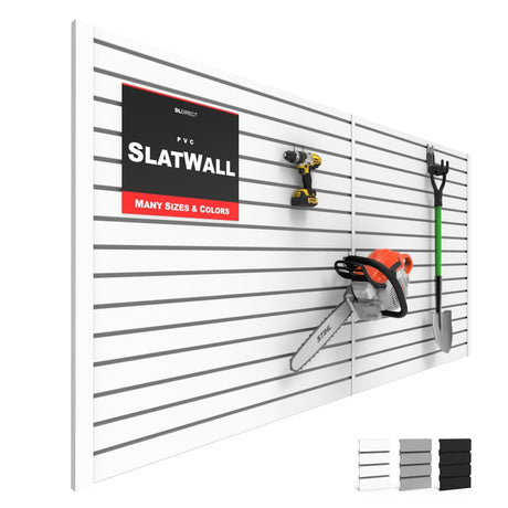 Slatwall Panel Garage Wall Organizer: Heavy Duty Wall Mounted PVC Wall Rack, Interlocking Slat Wall Paneling for Garage Wall Storage, Slatwall Board DLDIRECT