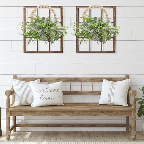 Darware Farmhouse Wood Beaded Wreath Base (13-Inch), Rustic Bead Ring for DIY, Crafts, and Floral Decor Darware