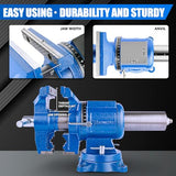 COGNATIVE 360° Multi-Purpose Bench Vise, Ductile Iron, Heavy Duty with Anvil, Clamp force 4000KG, Blue, 5-Inch COGNATIVE