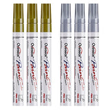 Gold and Silver Paint Marker Pens - 6 Pack Permanent Oil Based Metallic Paint Pen, Medium Tip, Quick Dry and Waterproof Markers for Stone, Wood, Overseas