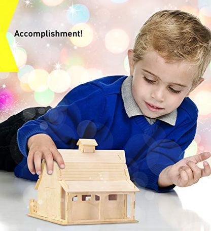 Puzzled 3D Puzzle Farm Barn Set Wood Craft Construction Model Kit, Fun & Educational DIY Wooden Toy Assemble Model Unfinished Crafting Hobby Puzzle