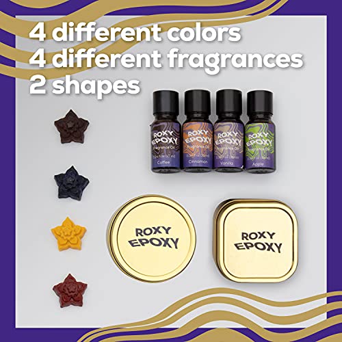 Roxy Epoxy DIY Candle Making Kit Gold - Complete Supplies Set to Make Your Own Candles - Includes 2lb Soy Wax, Candle Tins, Fragrances, Color Dyes, Roxy Epoxy