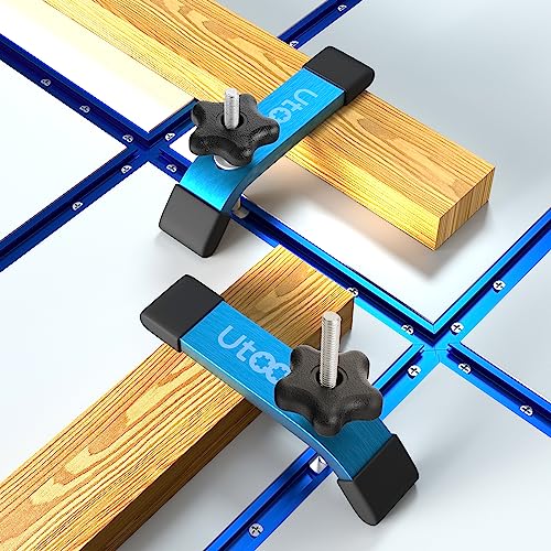 UTOOL 6 Pack T-Track Hold Down Clamps Kit, 6-1/3" L x 1-1/5" Width, Heavy Duty Anodized Clamps for Woodworking, Starlight Blue UTOOL