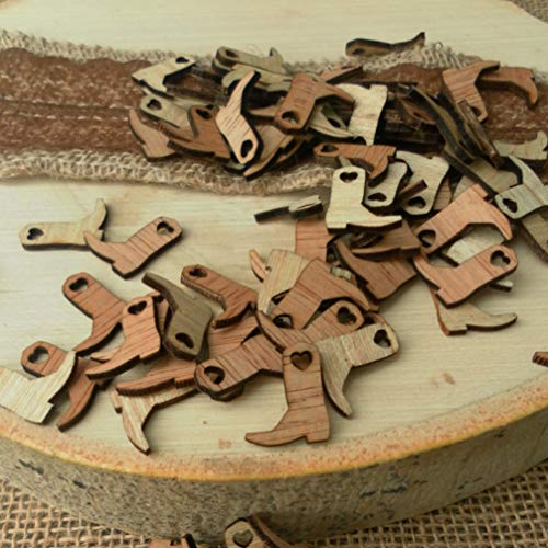 SUPVOX 100pcs Wood Cutouts for Wedding Cowboy Boots Miniature Crafts Decoration for Home Party Festival - WoodArtSupply