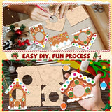 3 Sets Christmas Craft Houses Kits, Make Your Own Gingerbread Wooden Christmas Houses Bird Feeder & Wind Chime Kit, Wooden Painting Arts and Crafts QOUBAI